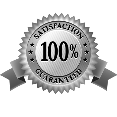 100 Percent Roofing Customer Satisfaction Guarantee Ribbon in Gray Scale